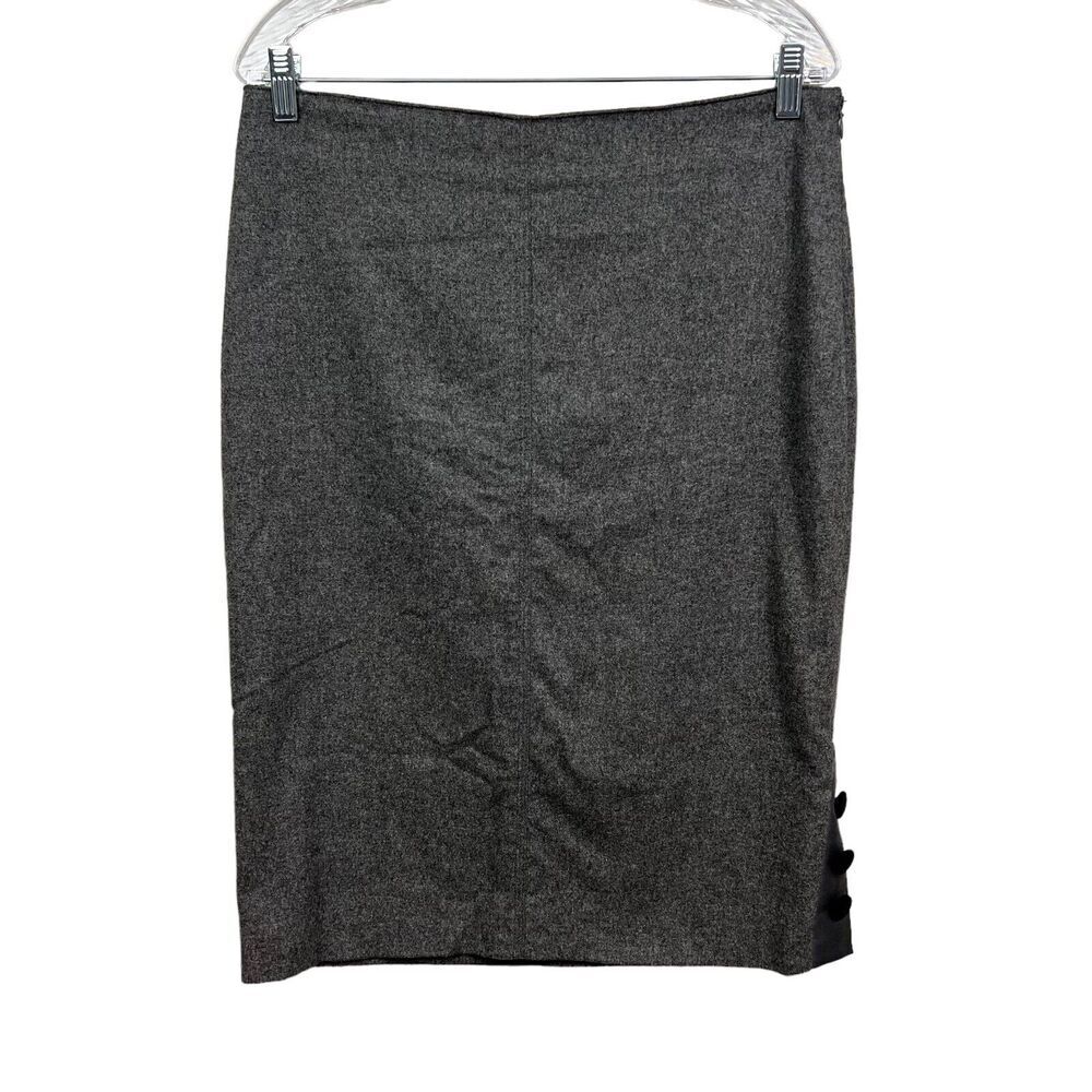 Body By Victoria Wool Blend Pencil Skirt Side Button Slit Lined Gray Women 10*